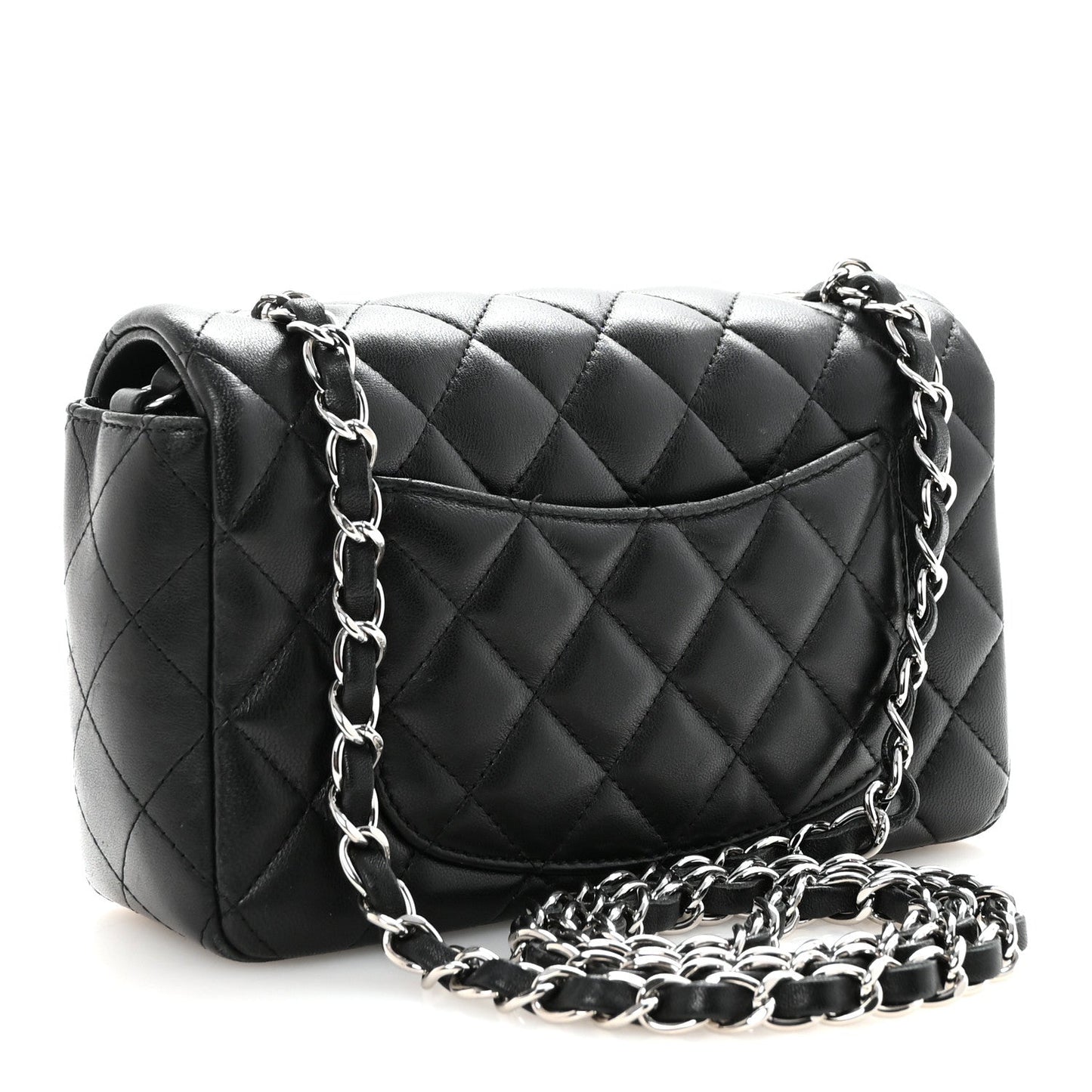 Lambskin Quilted Mini Rectangular Flap Black