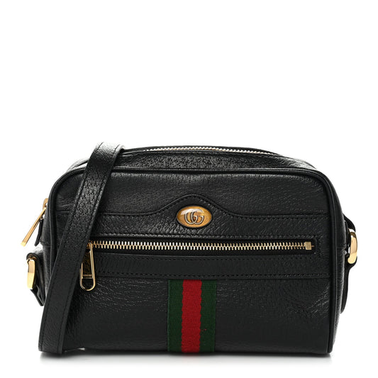 Calfskin Web Mini Ophidia Shoulder Bag Black