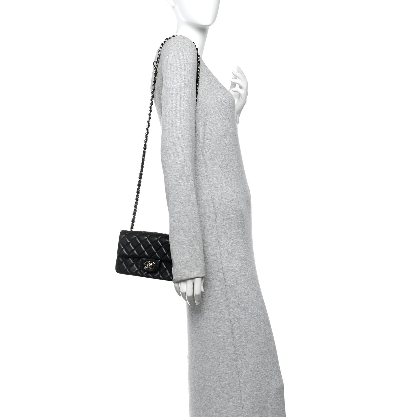 Lambskin Quilted Mini Rectangular Flap Black