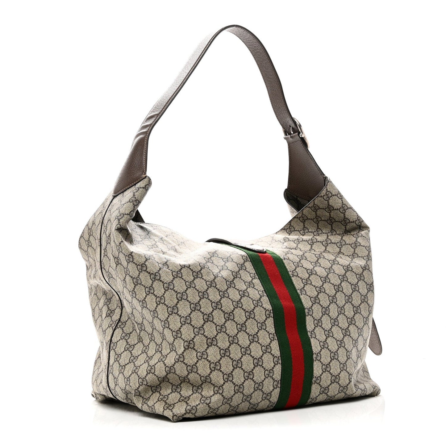 Tender GG Supreme Monogram Textured Dollar Calfskin Web Medium Jackie 1961 Crossbody Bag Beige Ebony New Acero