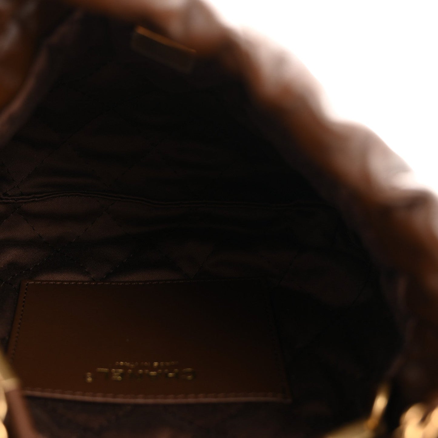 Shiny Calfskin Quilted Mini Chanel 22 Brown