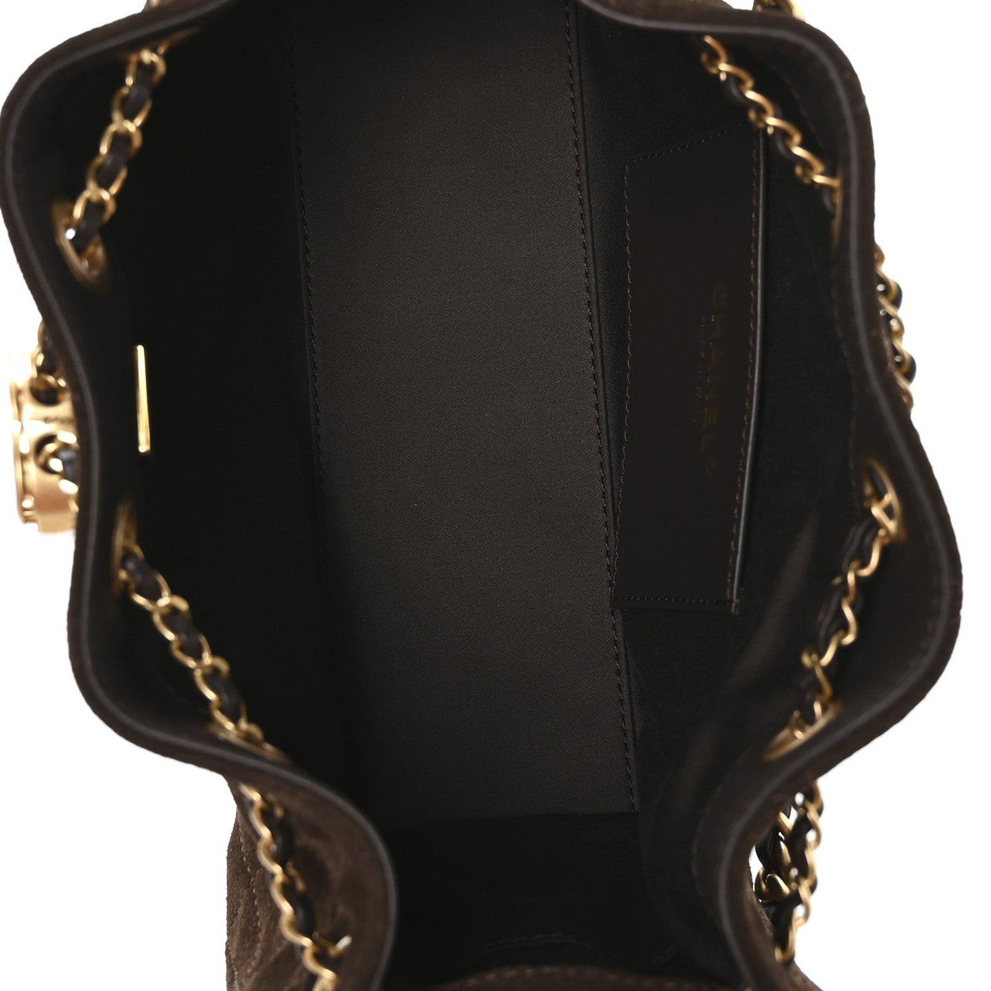 Suede Quilted Mini Chanel 25 Handbag Dark Brown