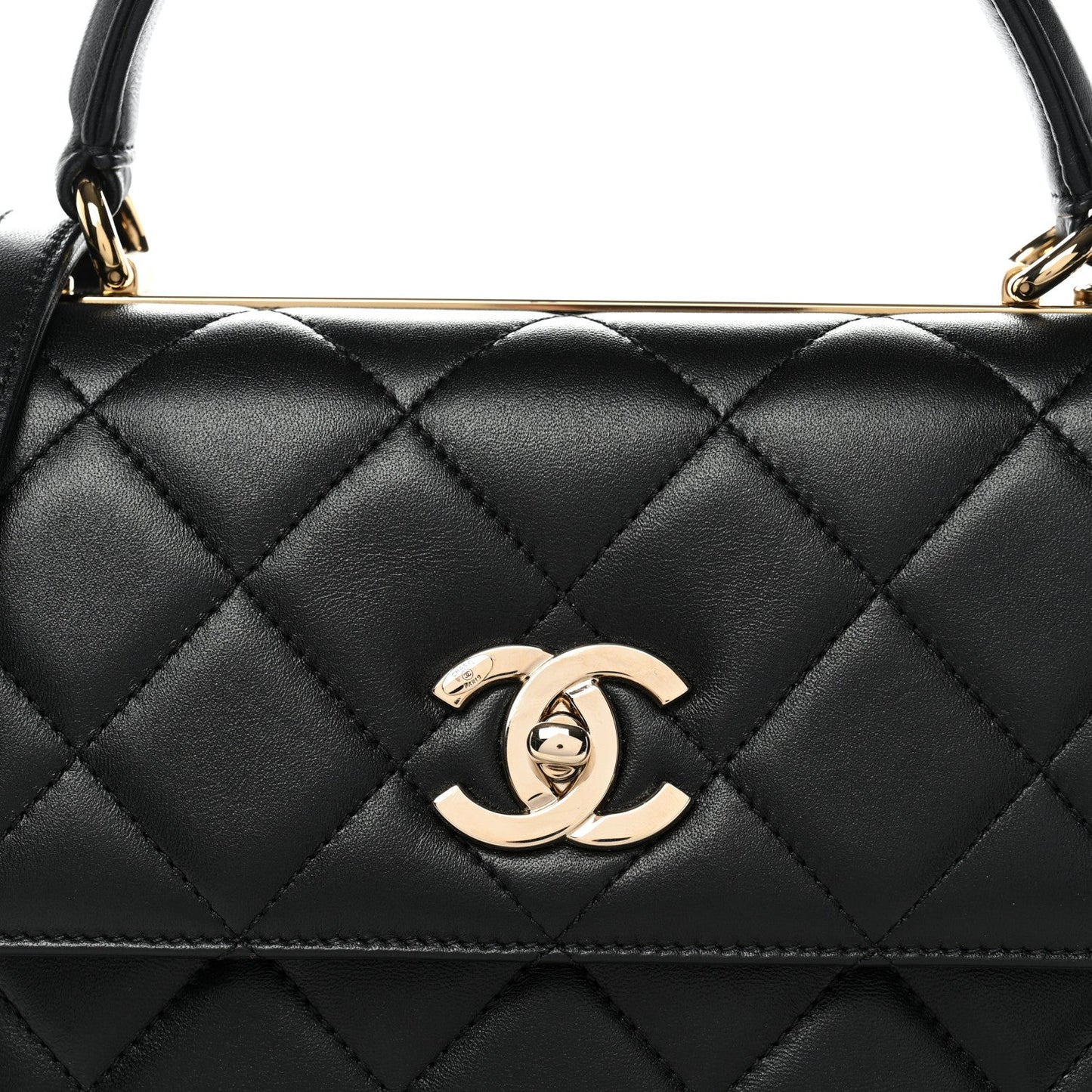 Lambskin Quilted Small Trendy CC Dual Handle Flap Bag Black