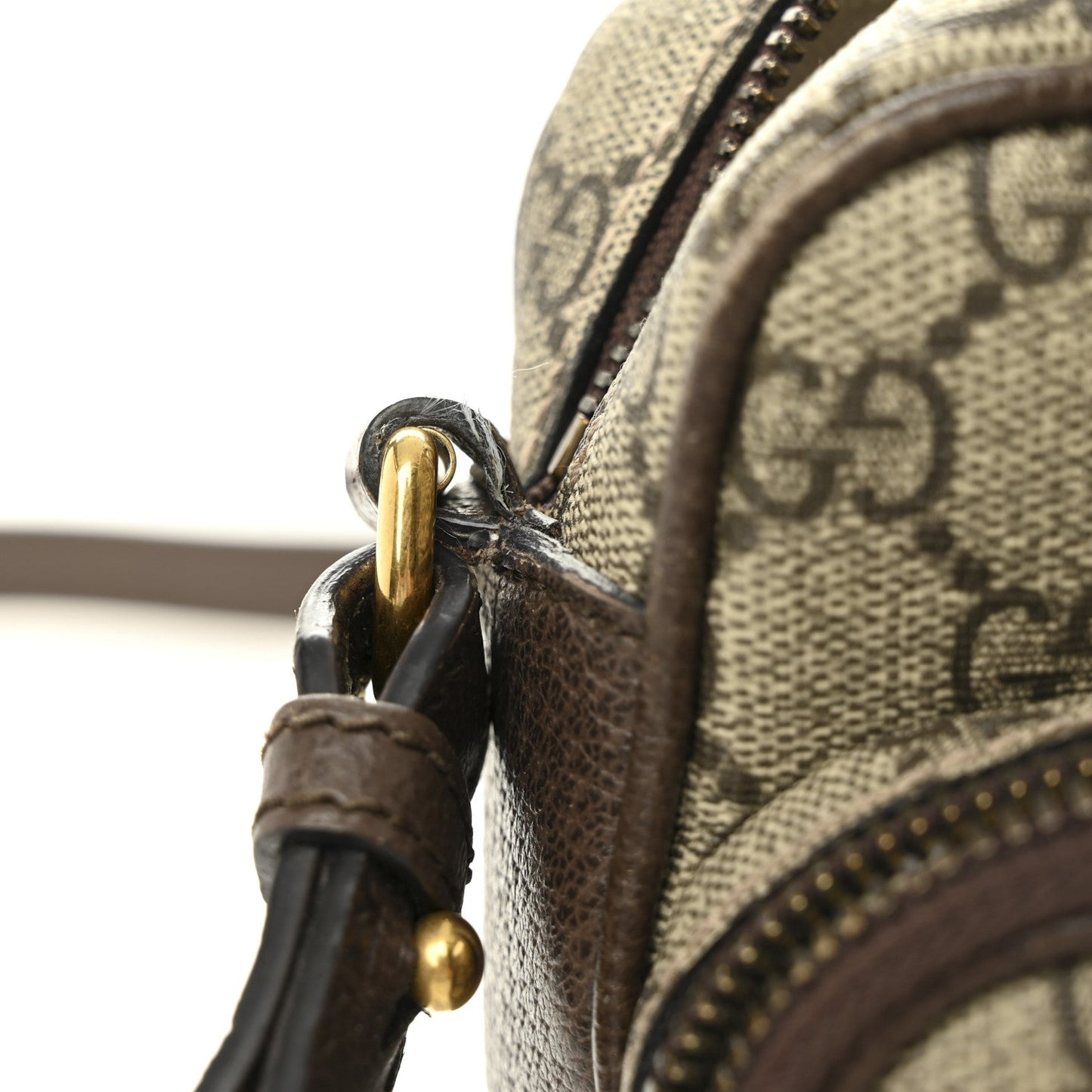 GG Supreme Monogram Textured Dollar Calfskin Web Small Ophidia Convertible Shoulder Bag Beige Ebony New Acero