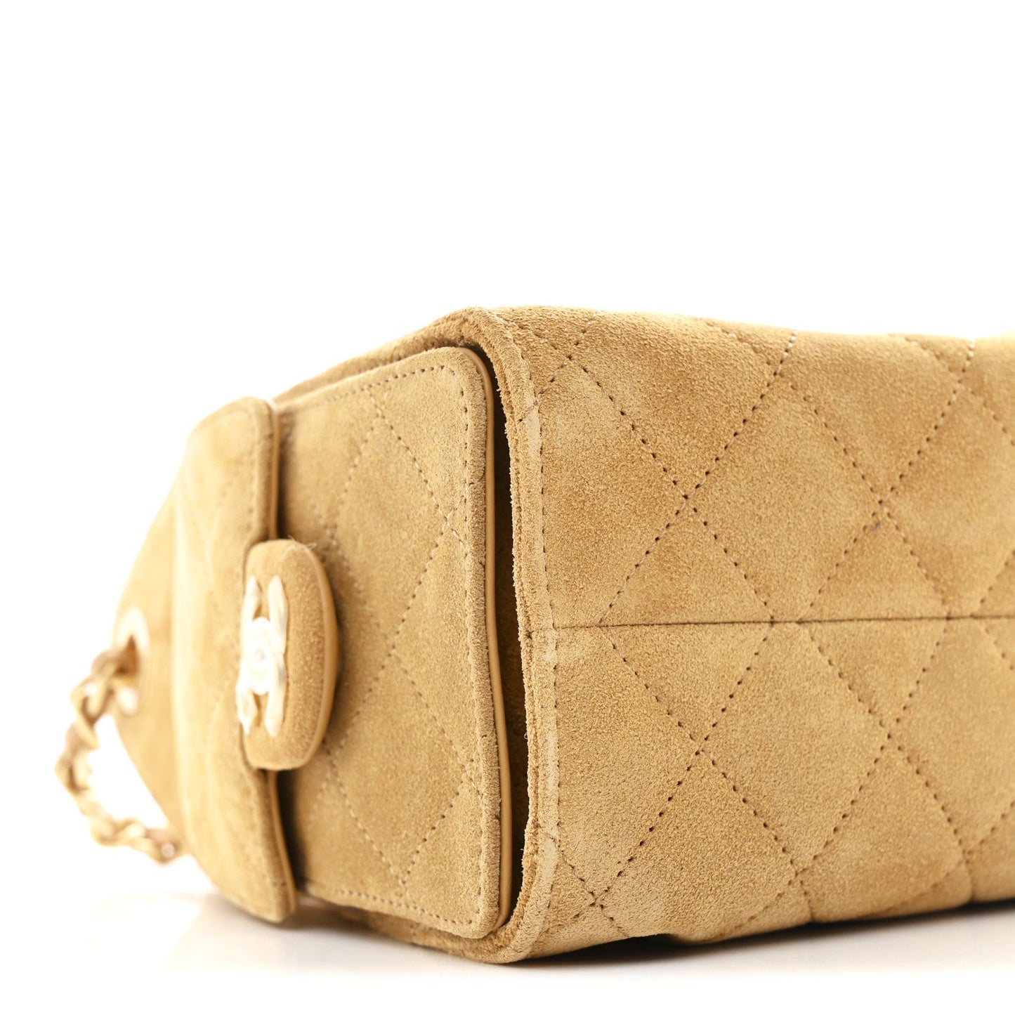 Suede Quilted Mini Chanel 25 Handbag Beige