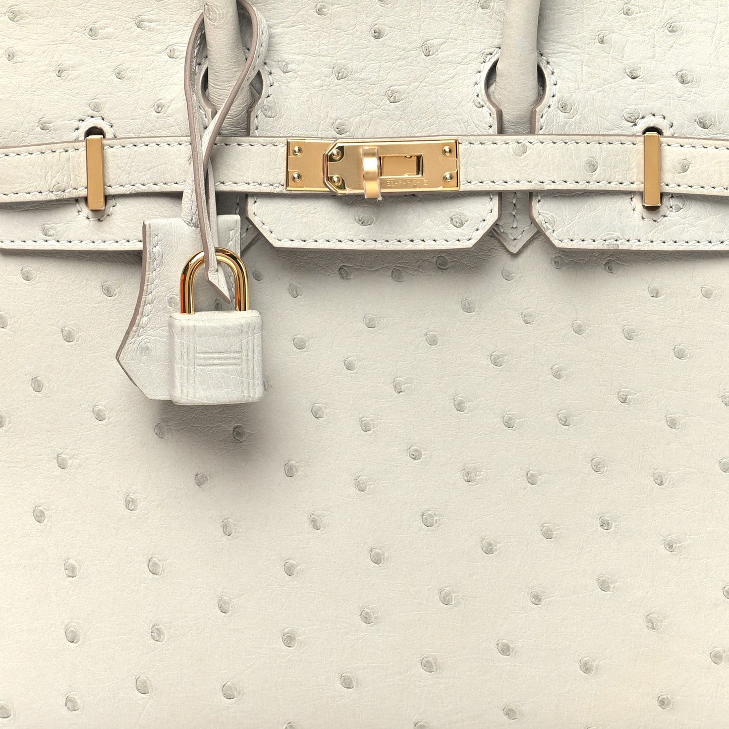 Ostrich Birkin Sellier 25 Gris Perle