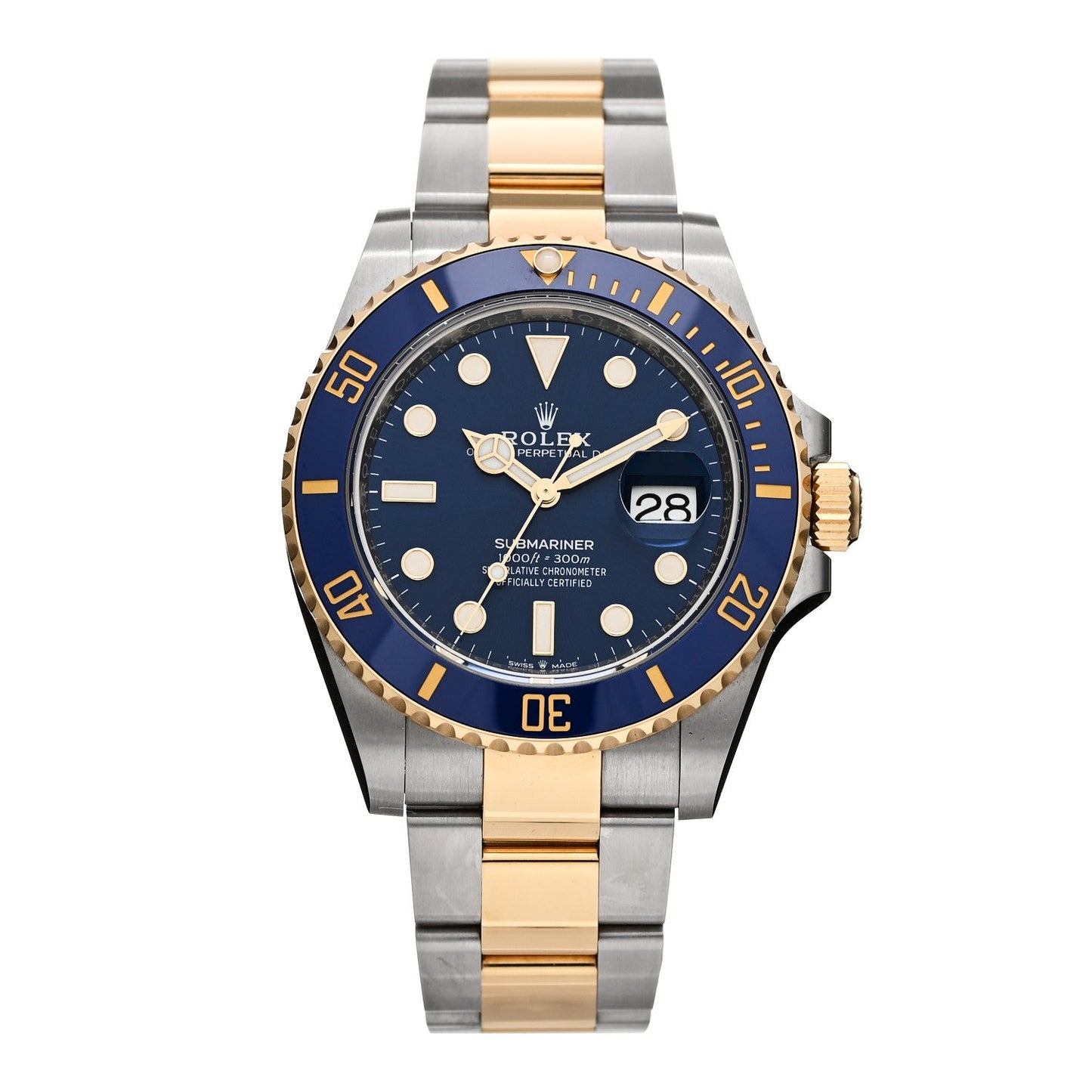 Stainless Steel 18K Yellow Gold 41mm Submariner Date Watch Royal Blue 126613LB