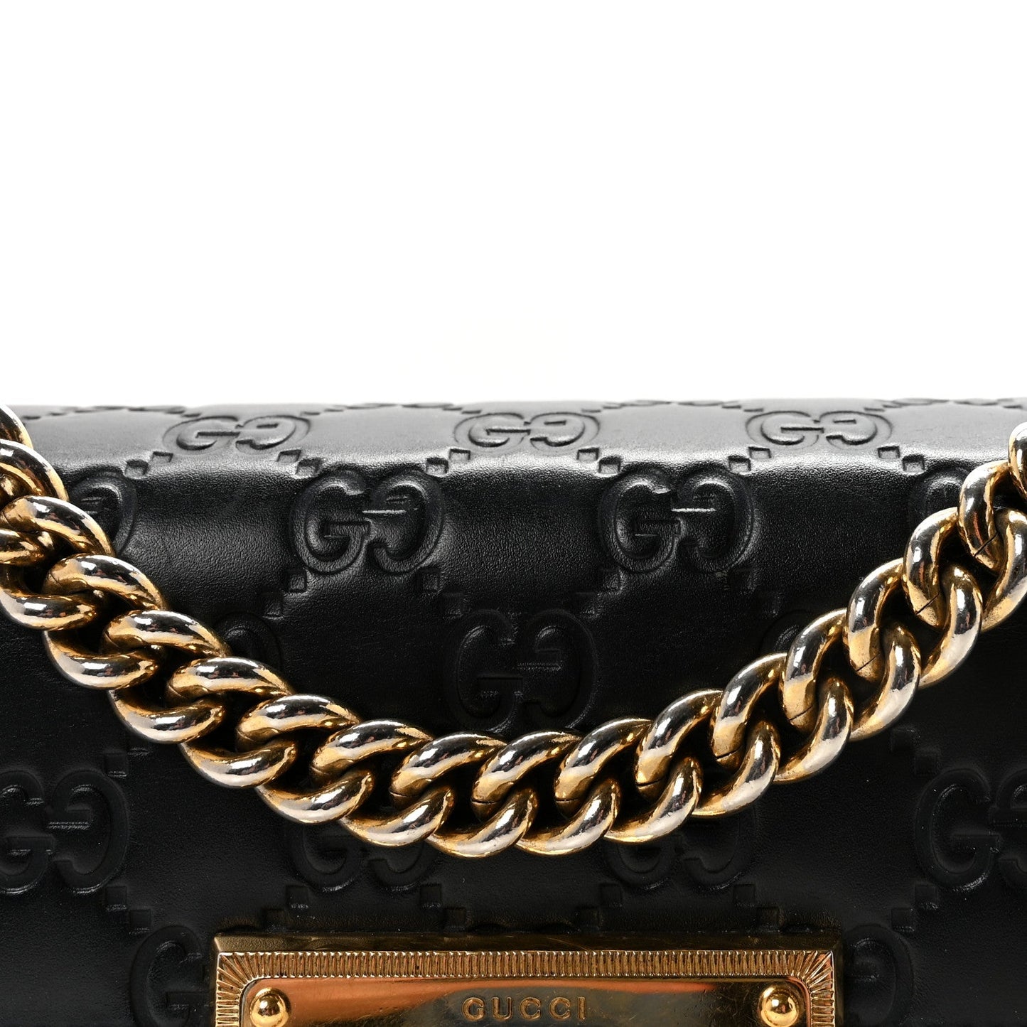 Guccissima Small Padlock Shoulder Bag Black White