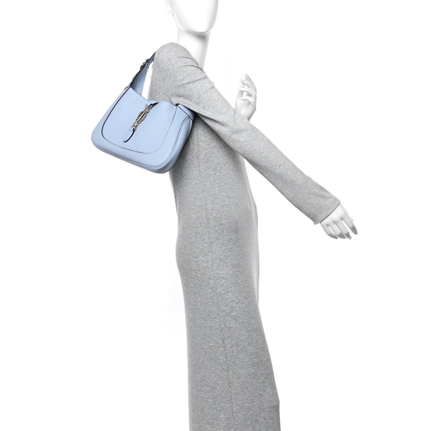 Grained Calfskin Web Medium Jackie 1961 Hobo Light Blue