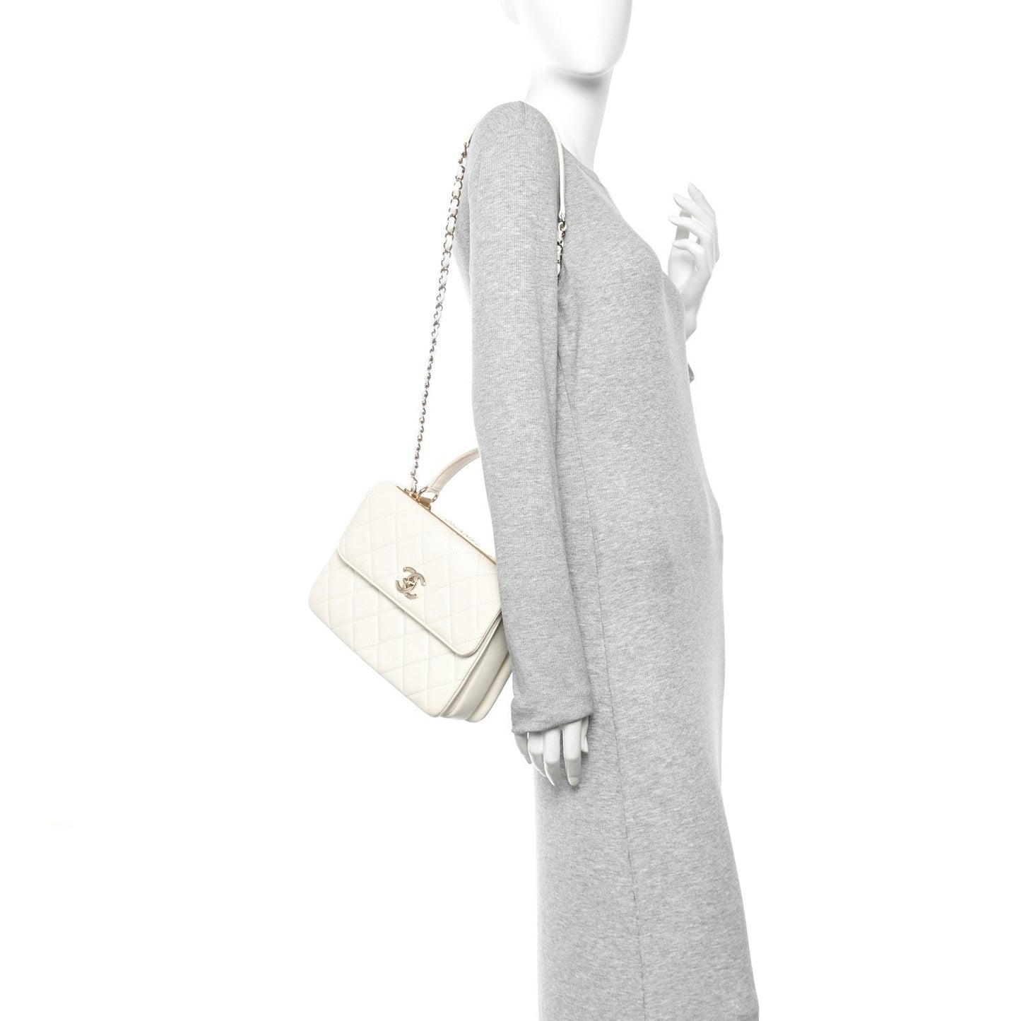 Lambskin Quilted Small Trendy CC Dual Handle Flap Bag White