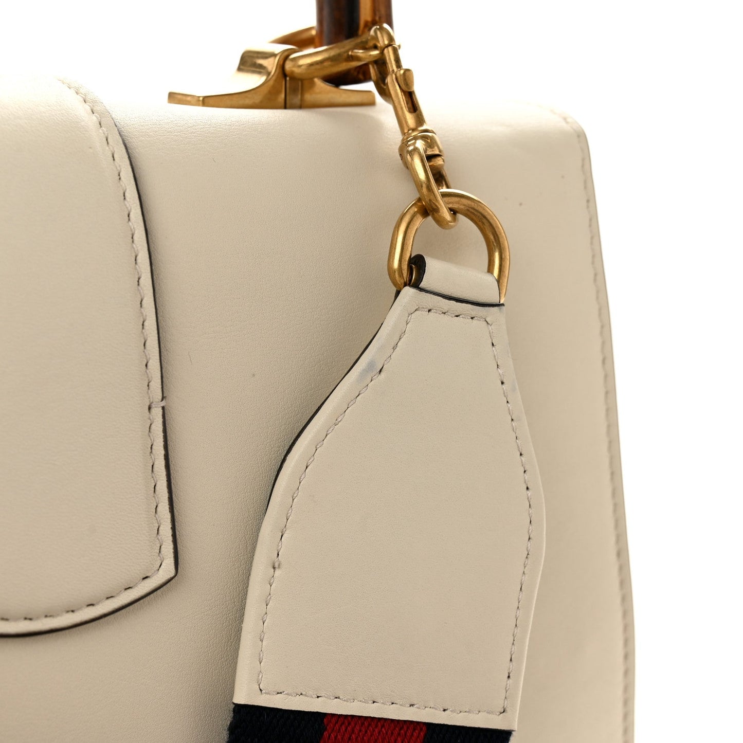 Calfskin Bamboo Web Medium Dionysus Top Handle Bag White Blue Hibiscus Red