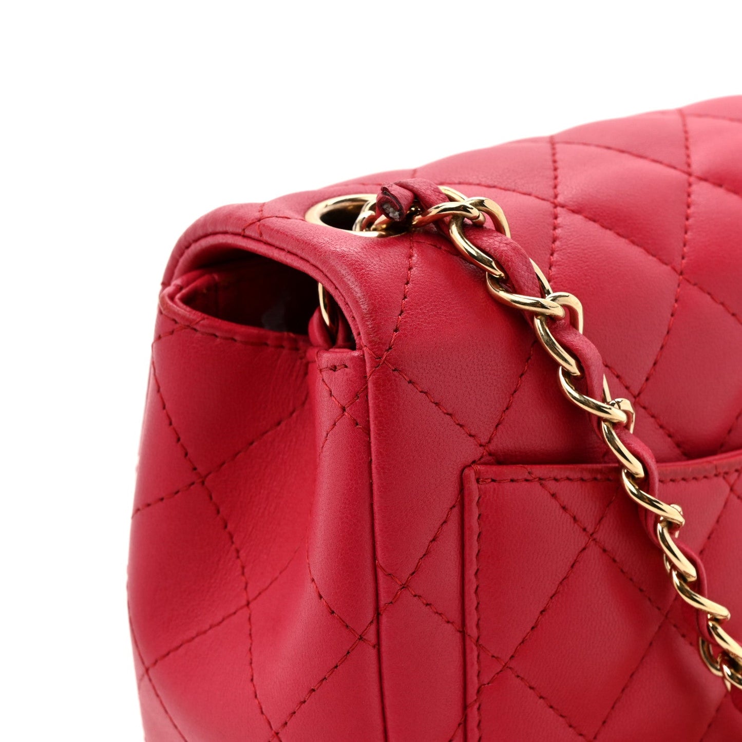 Lambskin Quilted Mini Square Flap Dark Pink