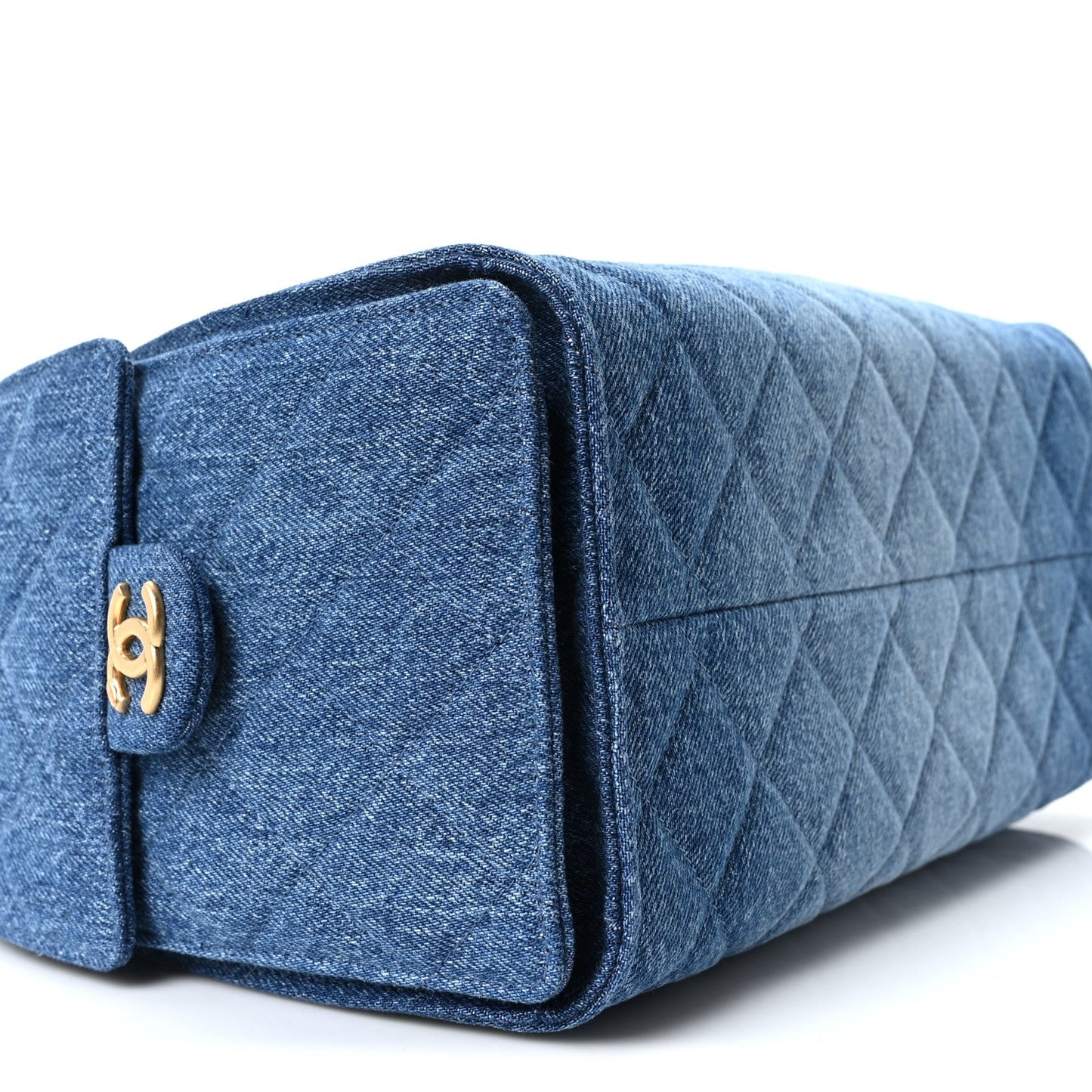 Washed Denim Quilted Small Chanel 25 Handbag Blue