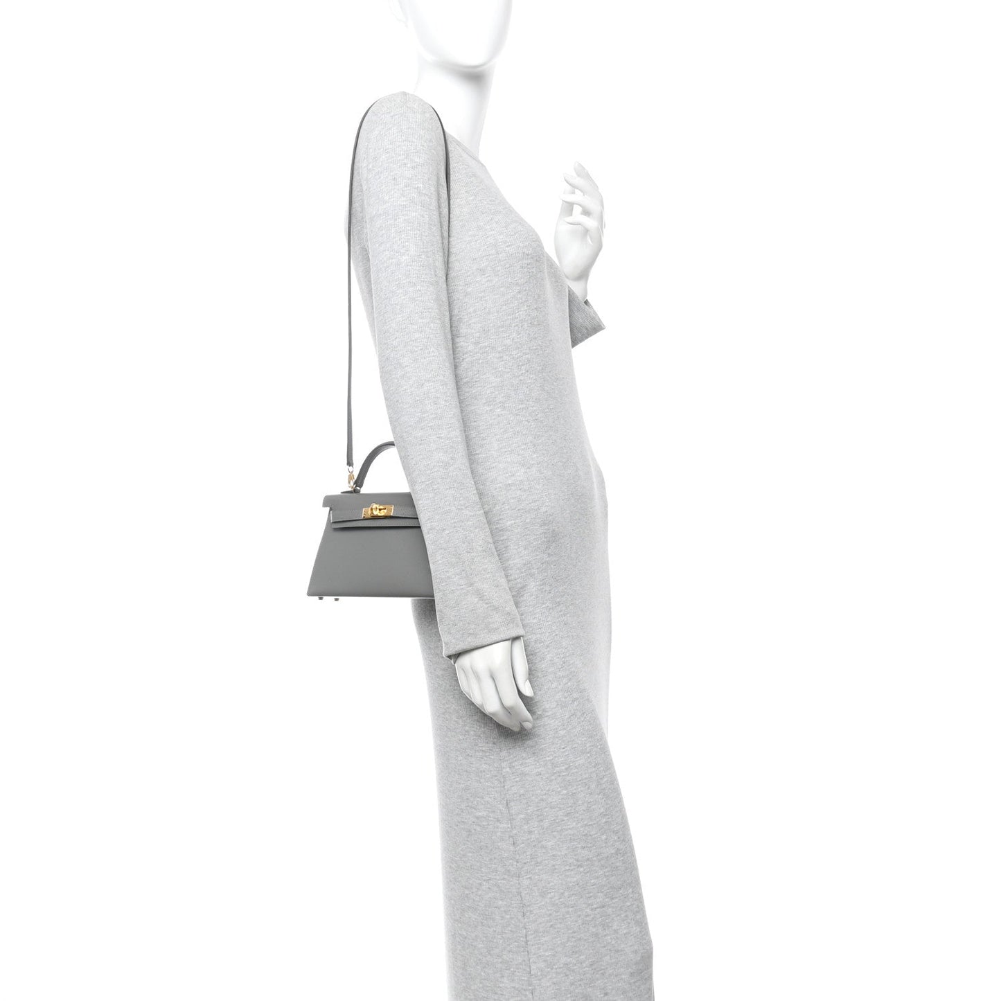 Madame Calfskin Mini Kelly Sellier 20 Gris Meyer