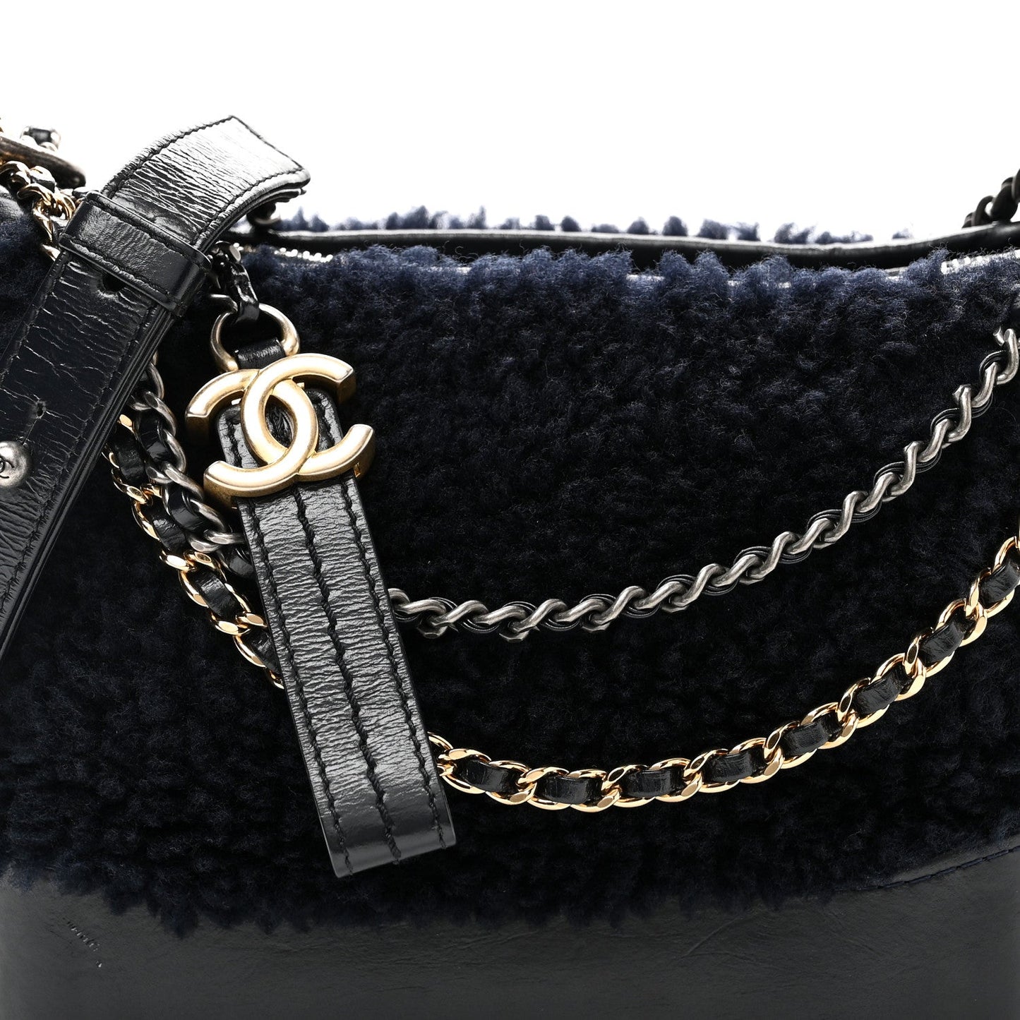 Shearling Small Gabrielle Hobo Navy