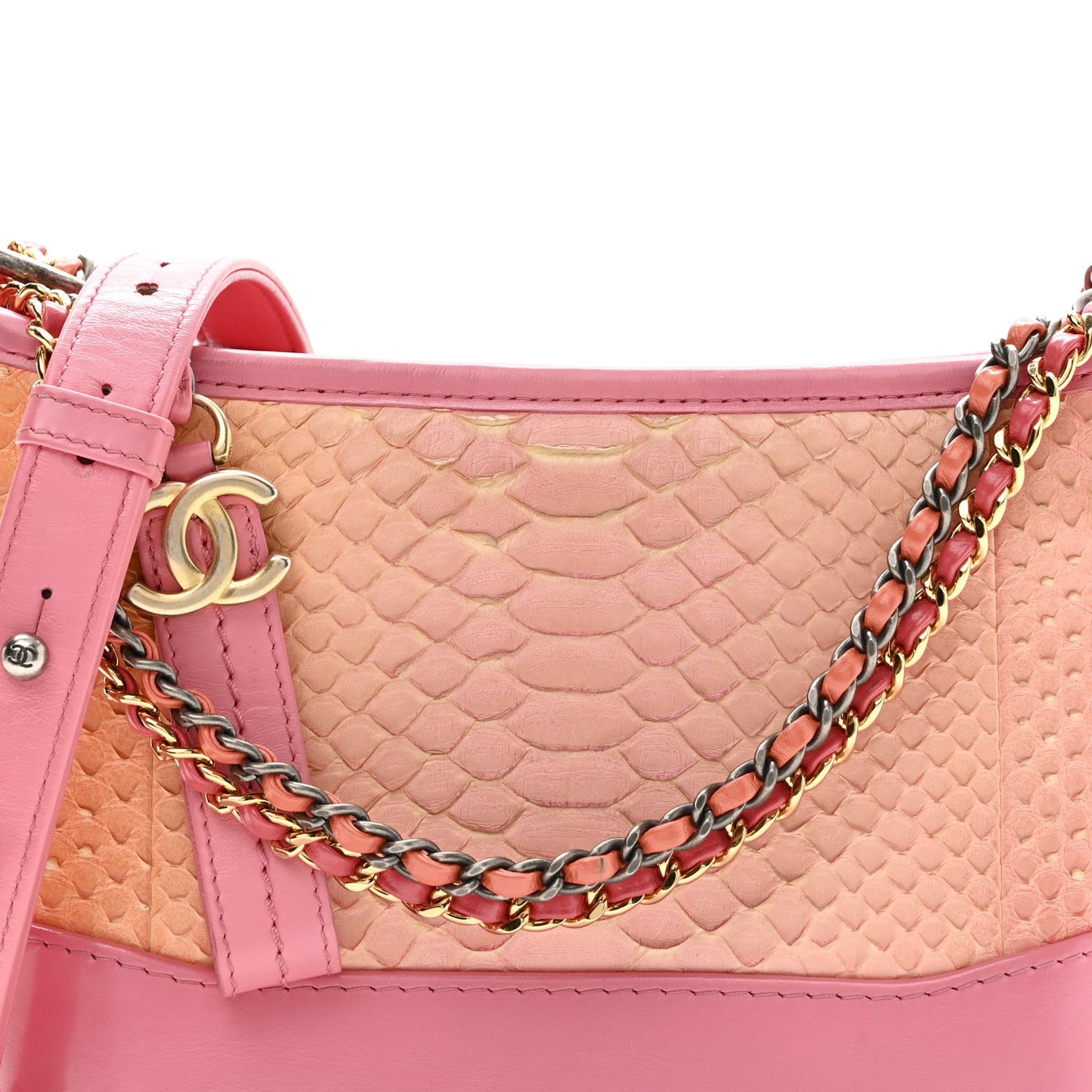 Snakeskin Small Gabrielle Hobo Pink