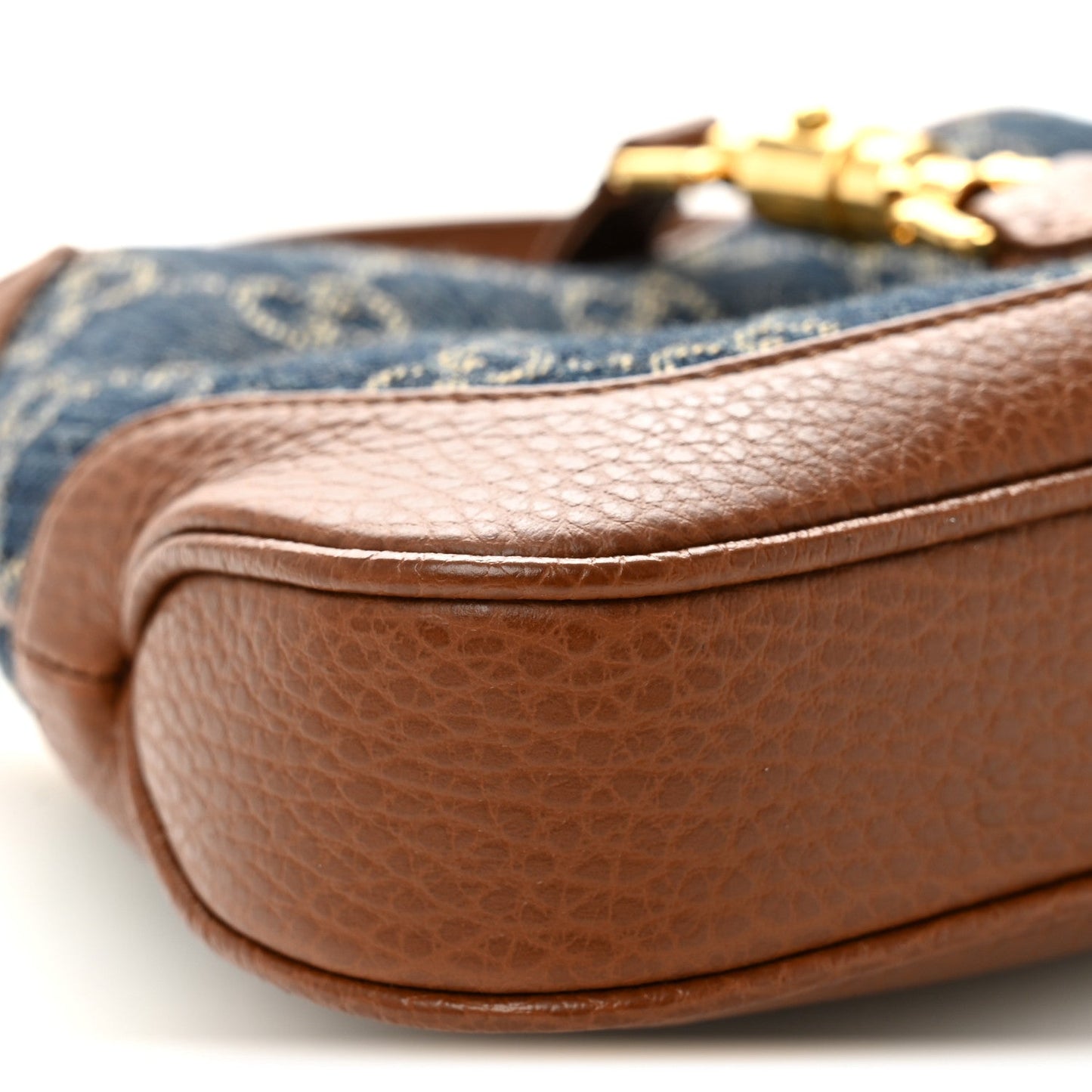 New Denim GG Monogram Calfskin Mini Jackie 1961 Hobo Blue Tea Cuir