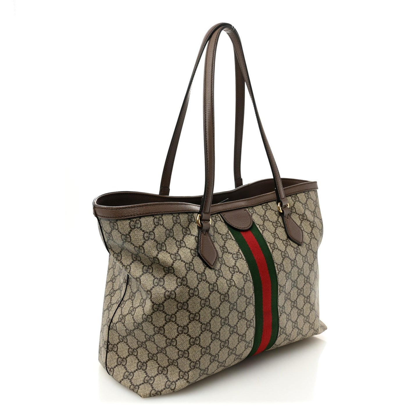 GG Supreme Monogram Medium Ophidia Shopping Tote Brown