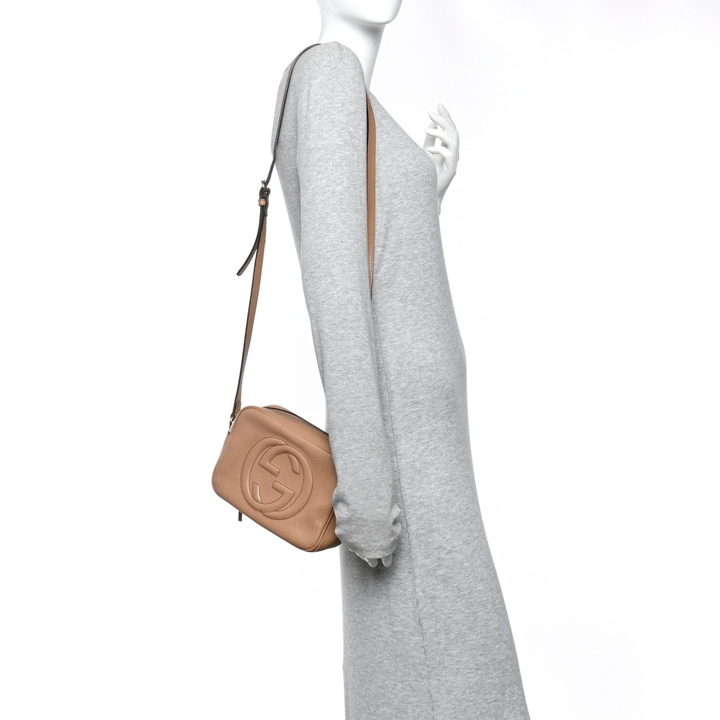 Pebbled Calfskin Small Soho Disco Bag Rose Beige