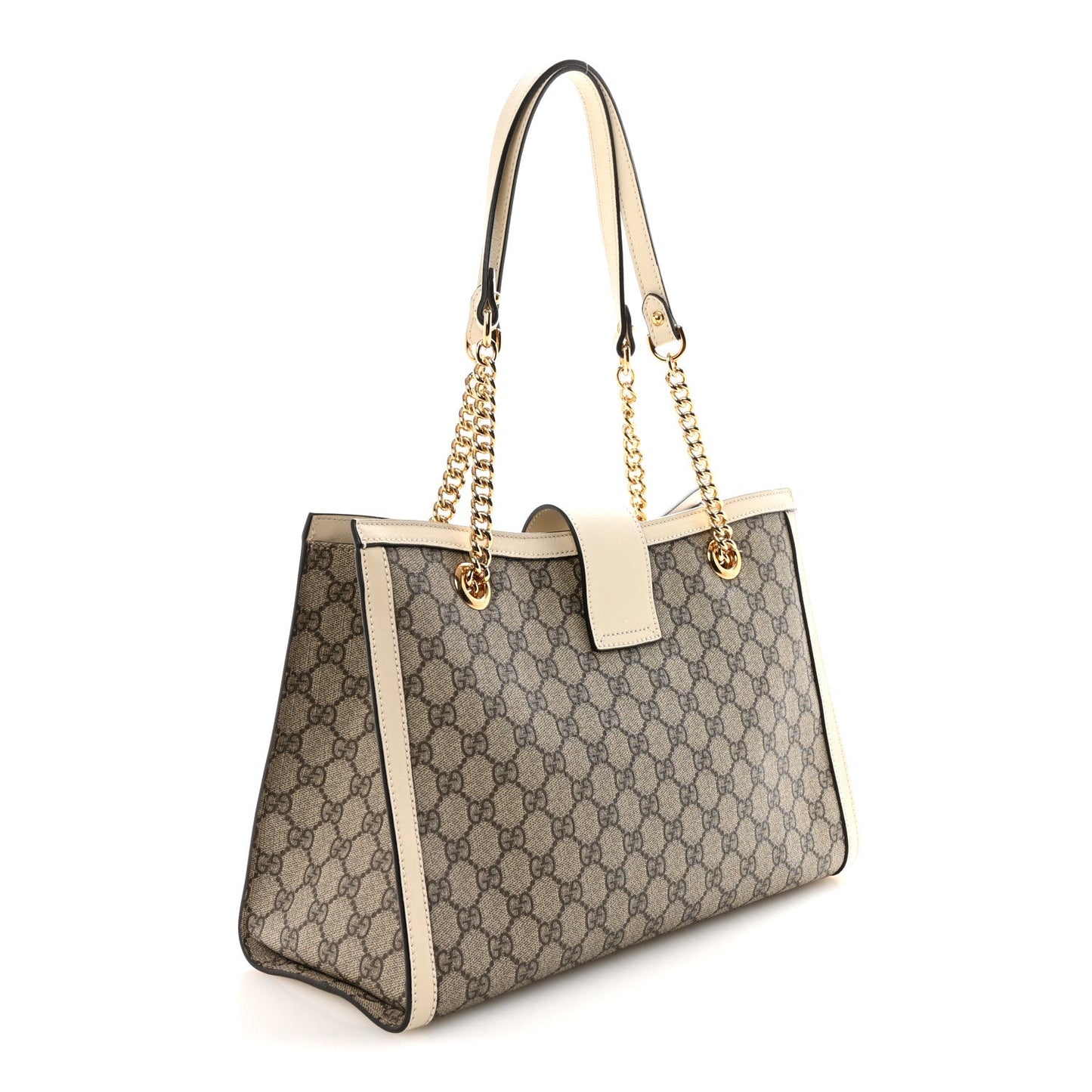 GG Supreme Monogram Medium Padlock Tote White