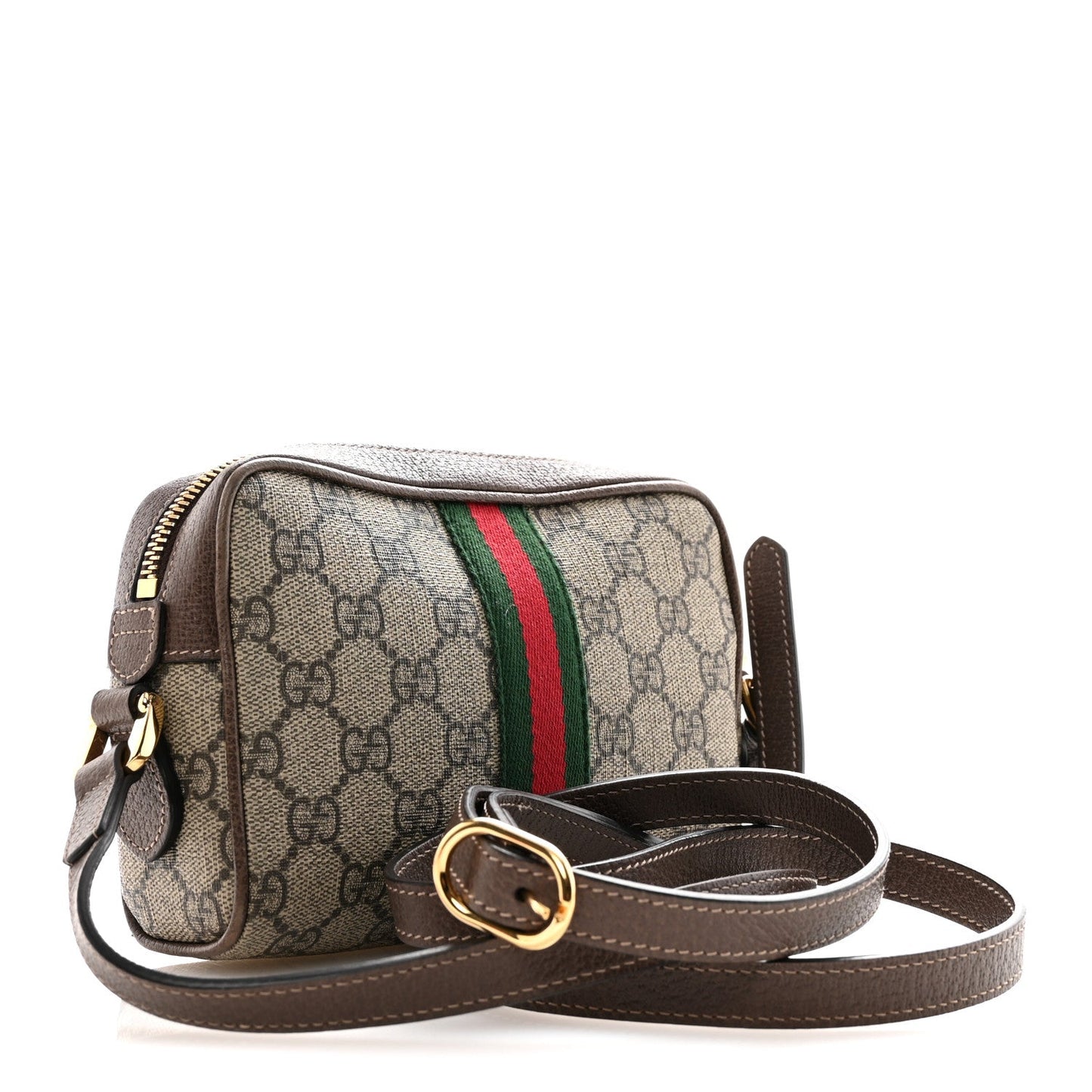 GG Supreme Monogram Web Mini Ophidia Shoulder Bag Brown
