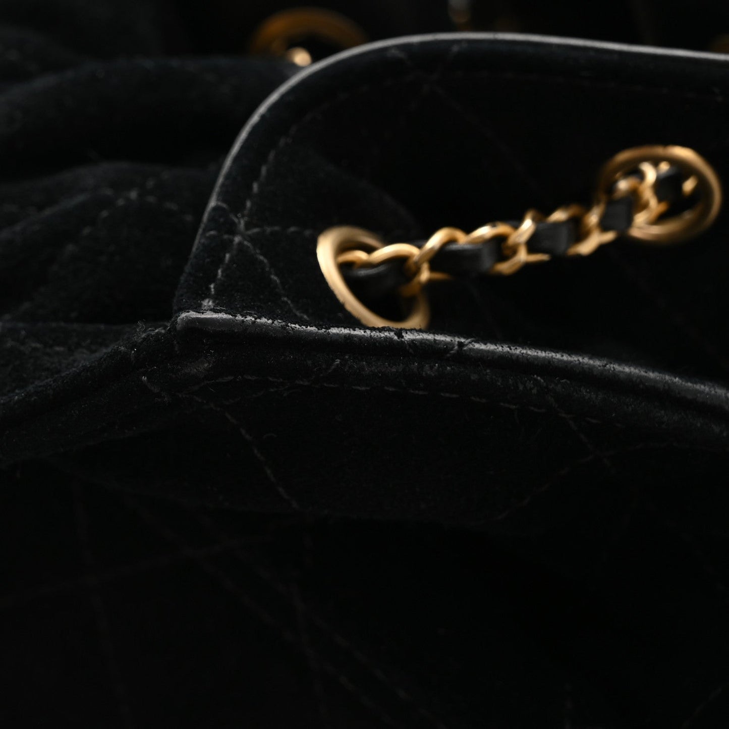 Suede Quilted Medium Chanel 25 Handbag Black