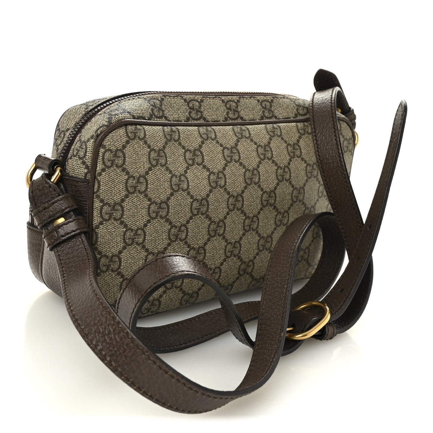 GG Supreme Monogram Textured Dollar Calfskin Web Small Ophidia Convertible Shoulder Bag Beige Ebony New Acero