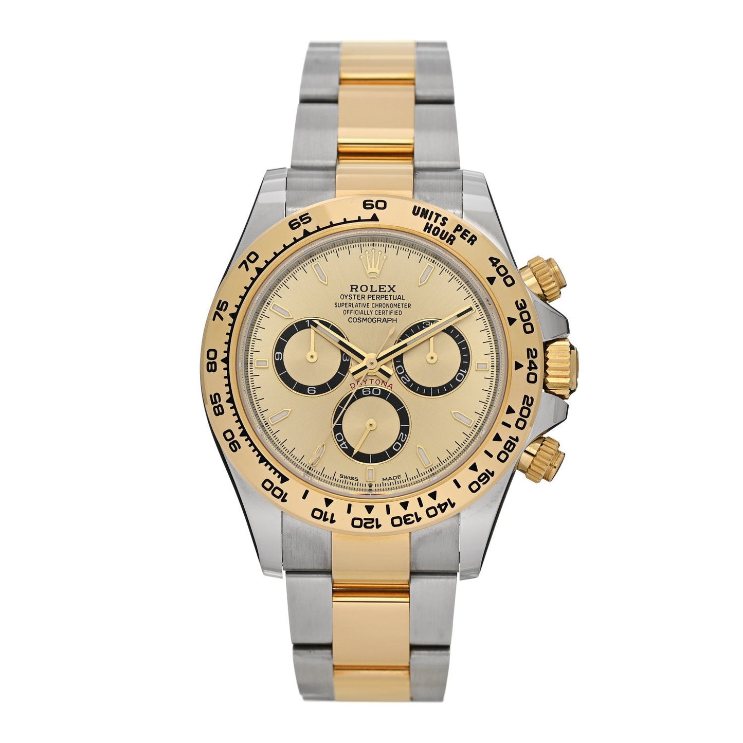 Stainless Steel 18K Yellow Gold 40mm Oyster Perpetual Cosmograph Daytona Watch Champagne 126503