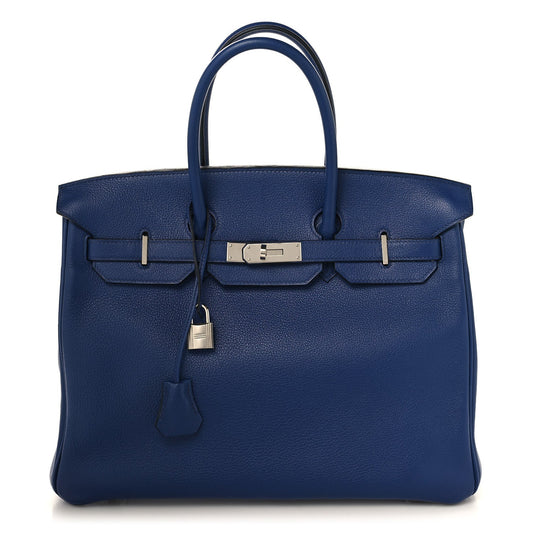 Taurillon Novillo Sea Surf and Fun Birkin 35 Bleu Saphir