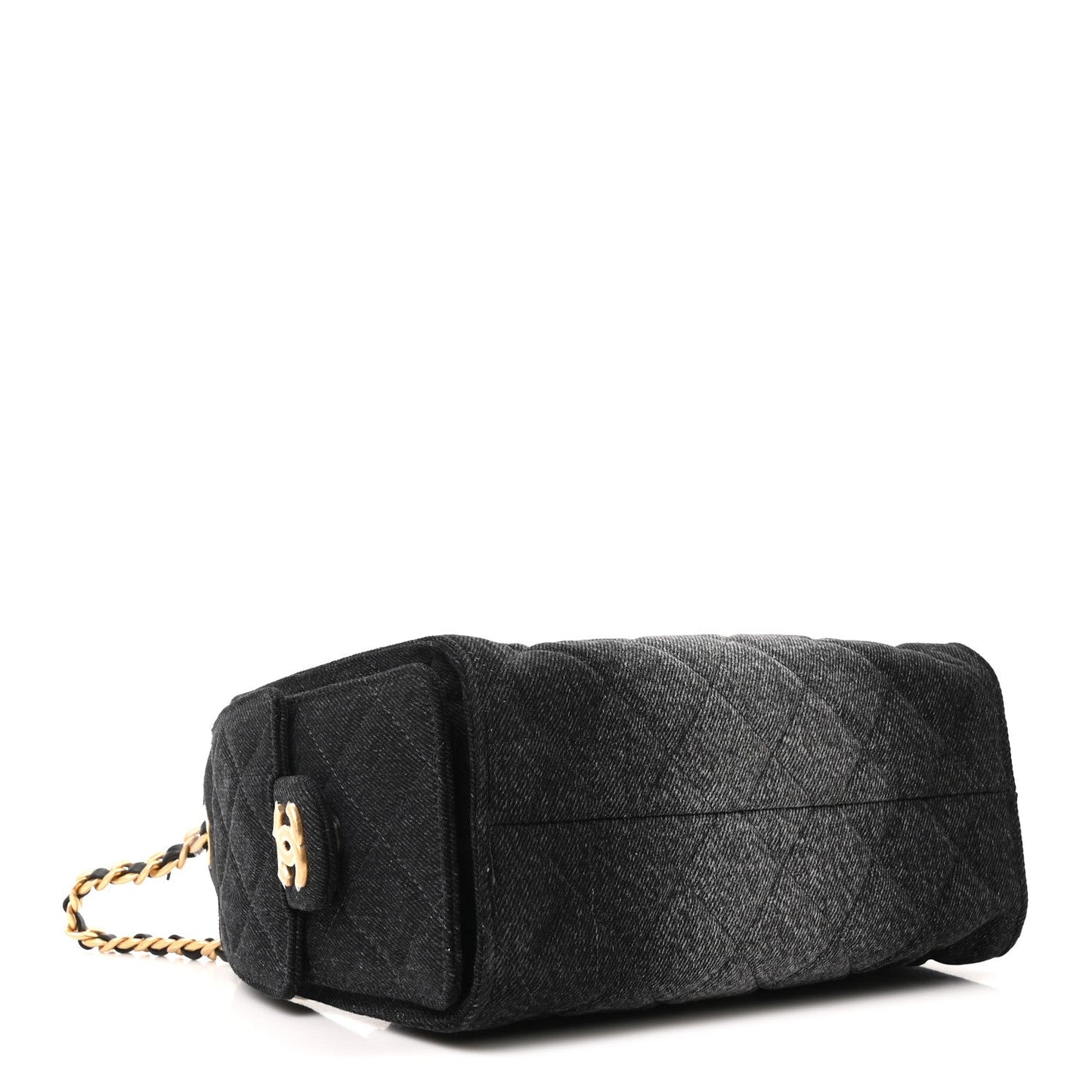 Washed Denim Quilted Mini Chanel 25 Handbag Black