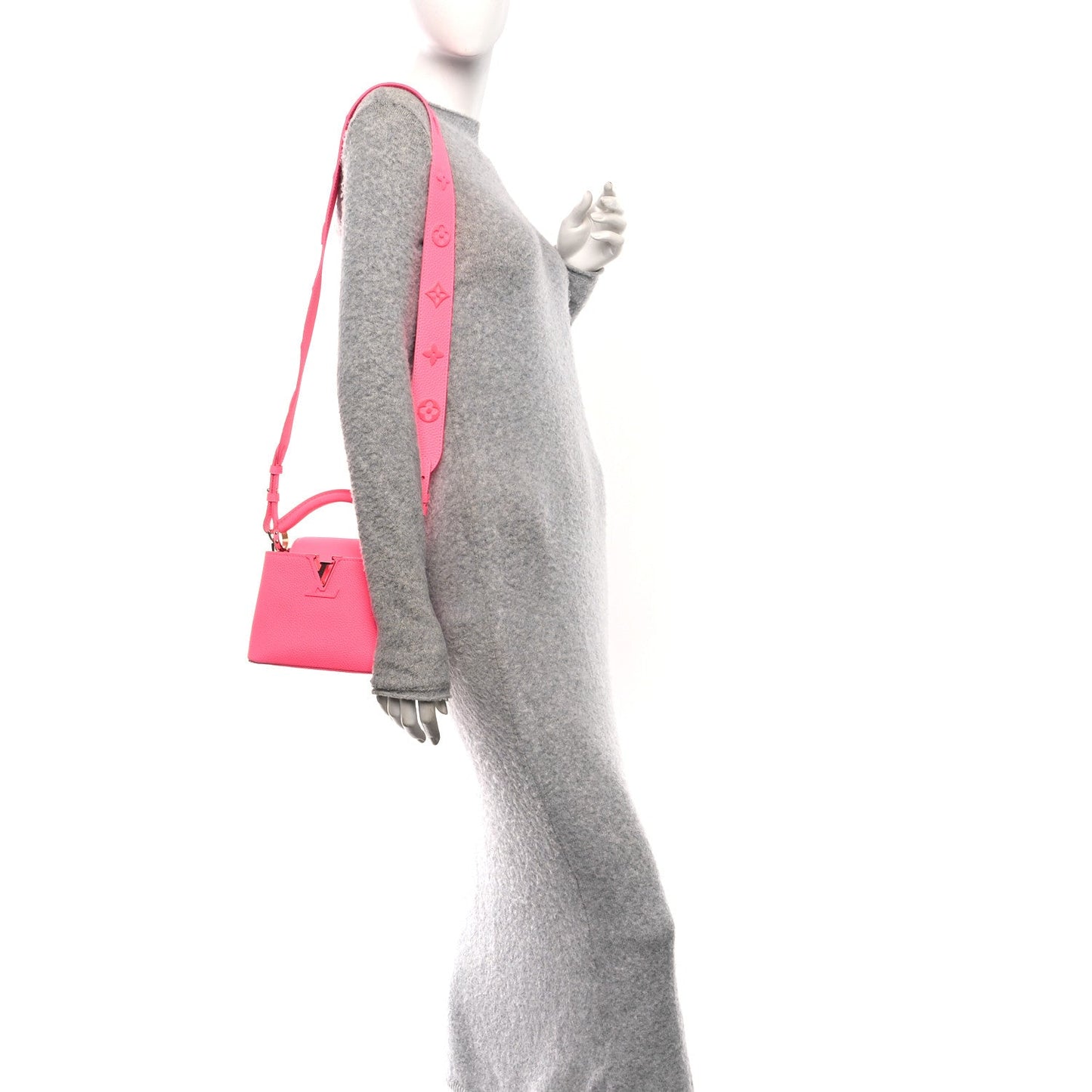 Taurillon Monogram Tuffetage Capucines Mini Fluo Pink