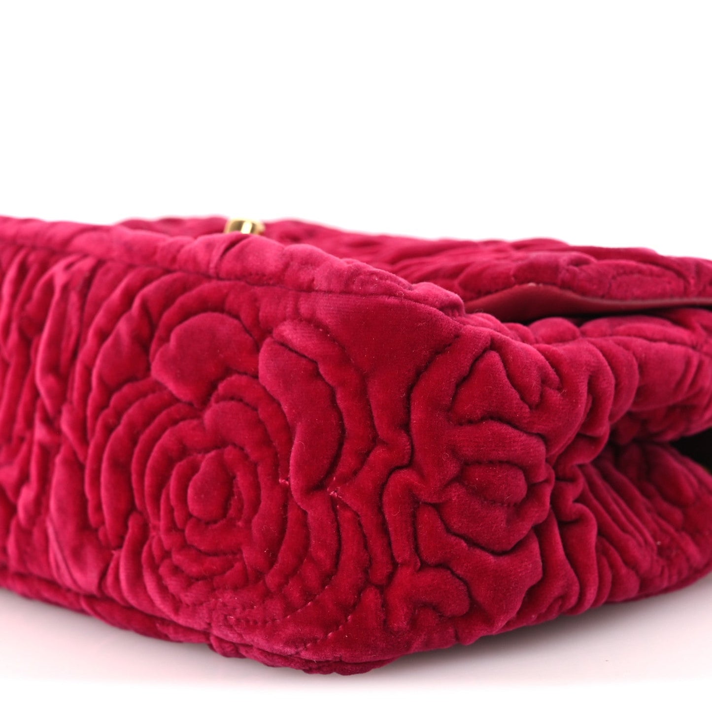 Velvet Camellia Embossed Mini Square Flap Fushia