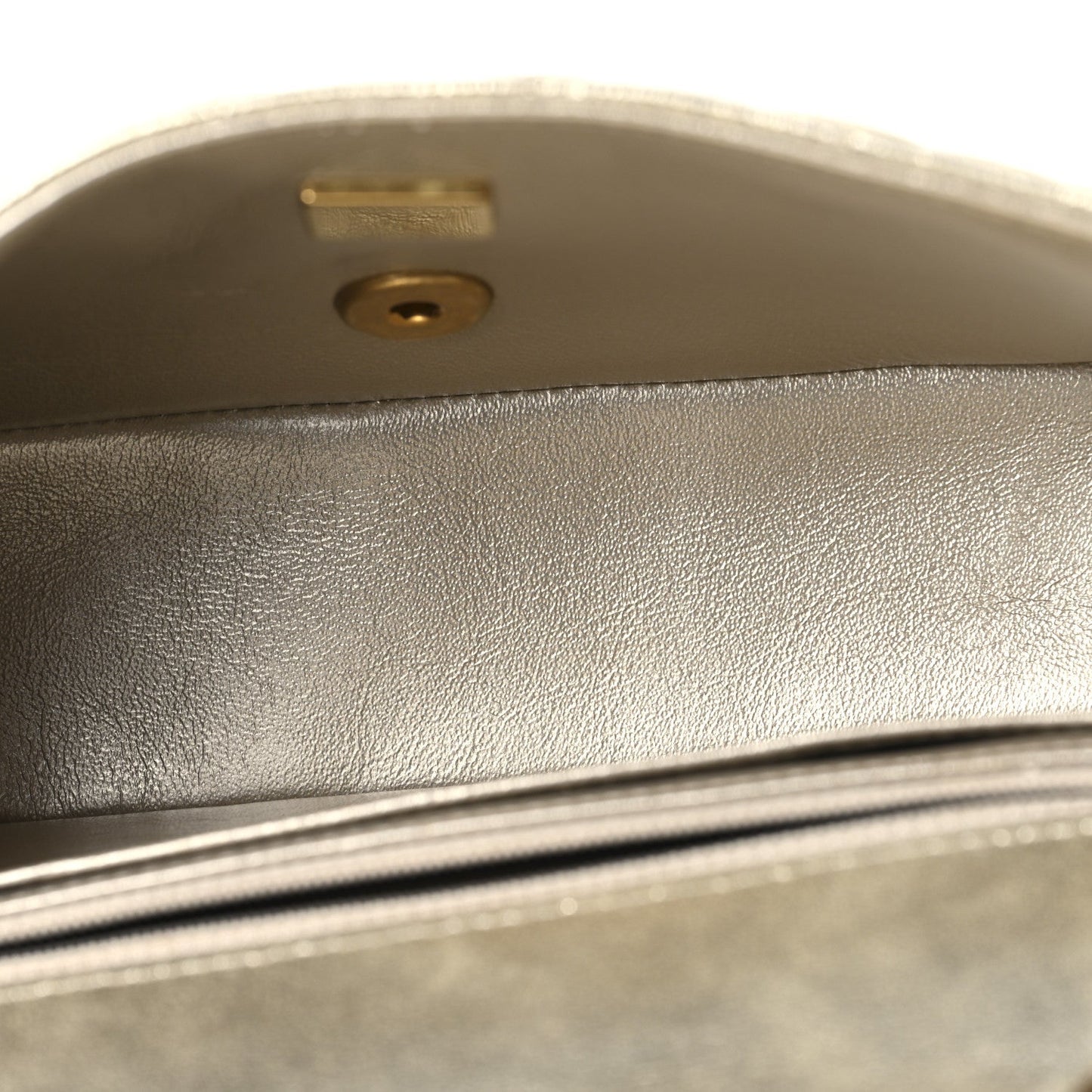 Metallic Lambskin Quilted Mini Rectangular Flap Gold