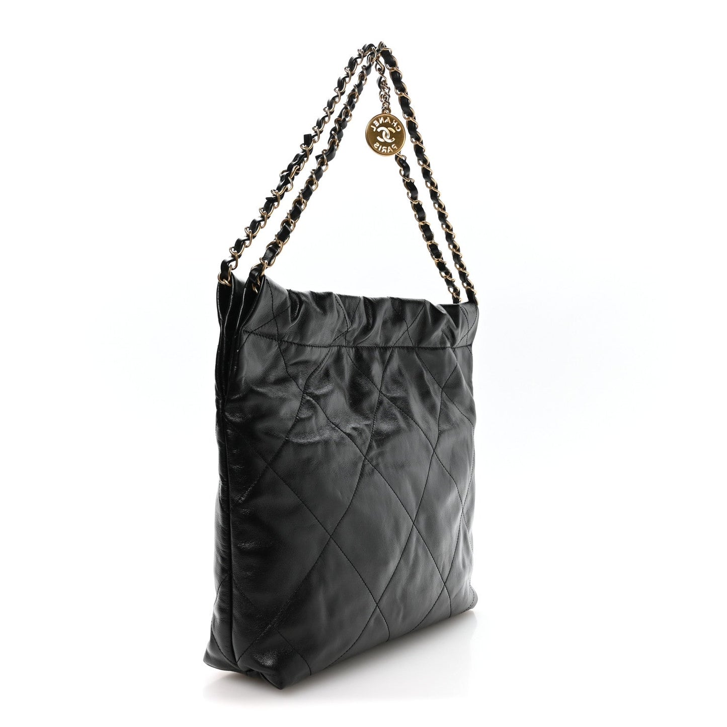 Shiny Calfskin Quilted Small Chanel 22 Black