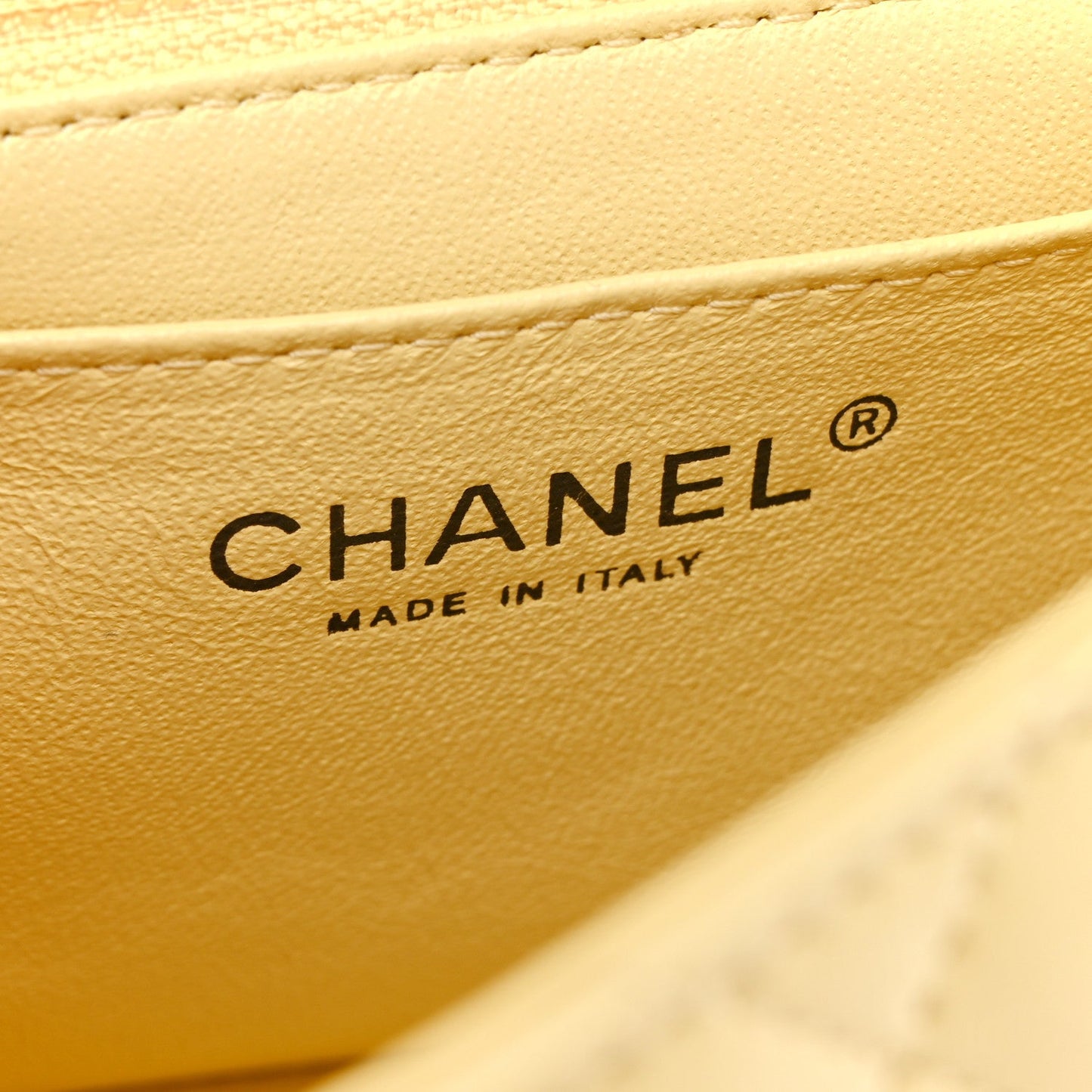 Lambskin Quilted Mini Square Flap Light Yellow