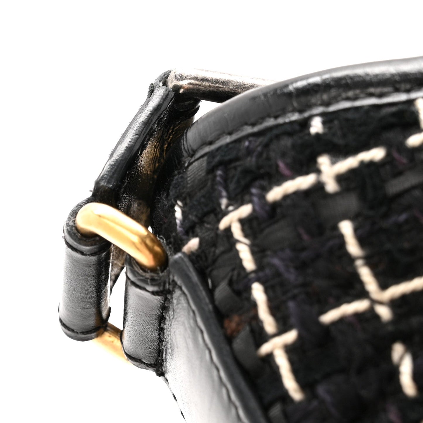 Tweed Calfskin Small Gabrielle Hobo Black White