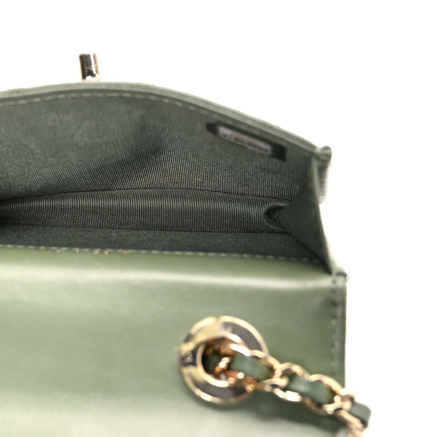 Lambskin Quilted Trendy CC Card Holder On Chain Green