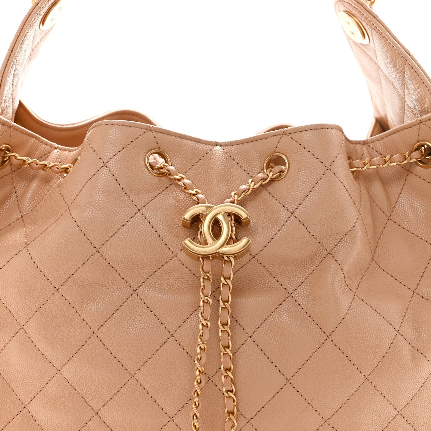 Caviar Quilted Medium Chanel 25 Handbag Beige