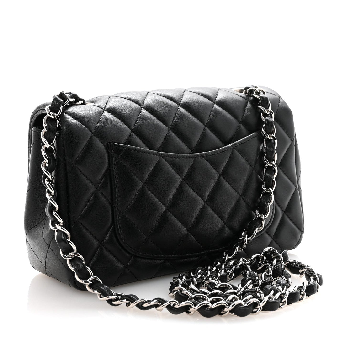 Lambskin Quilted Mini Rectangular Flap Black