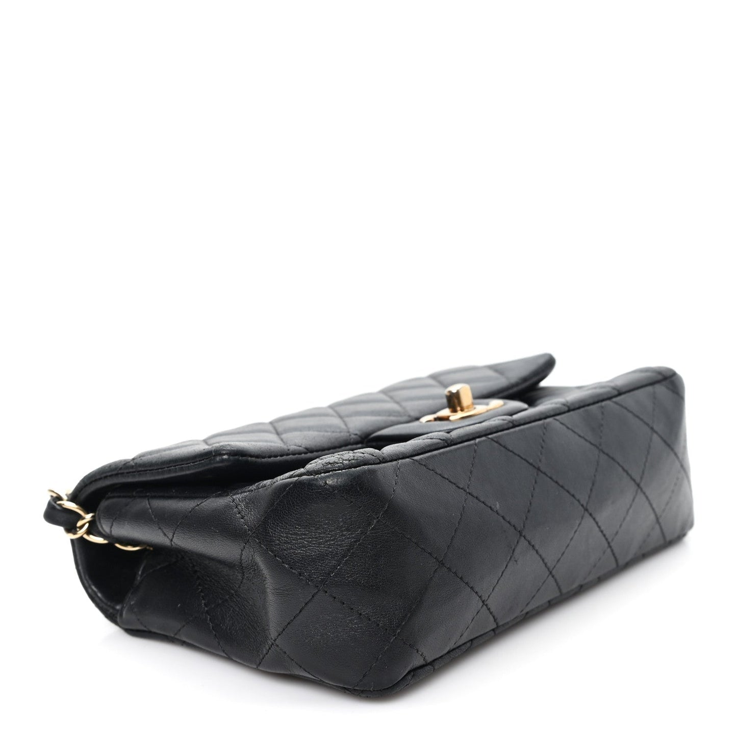 Lambskin Quilted Mini Rectangular Flap Black