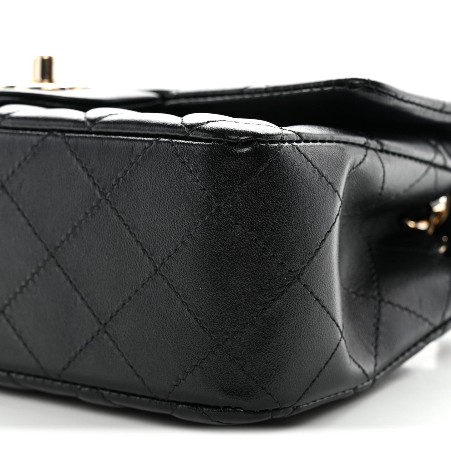 Lambskin Quilted Mini Rectangular Flap Black