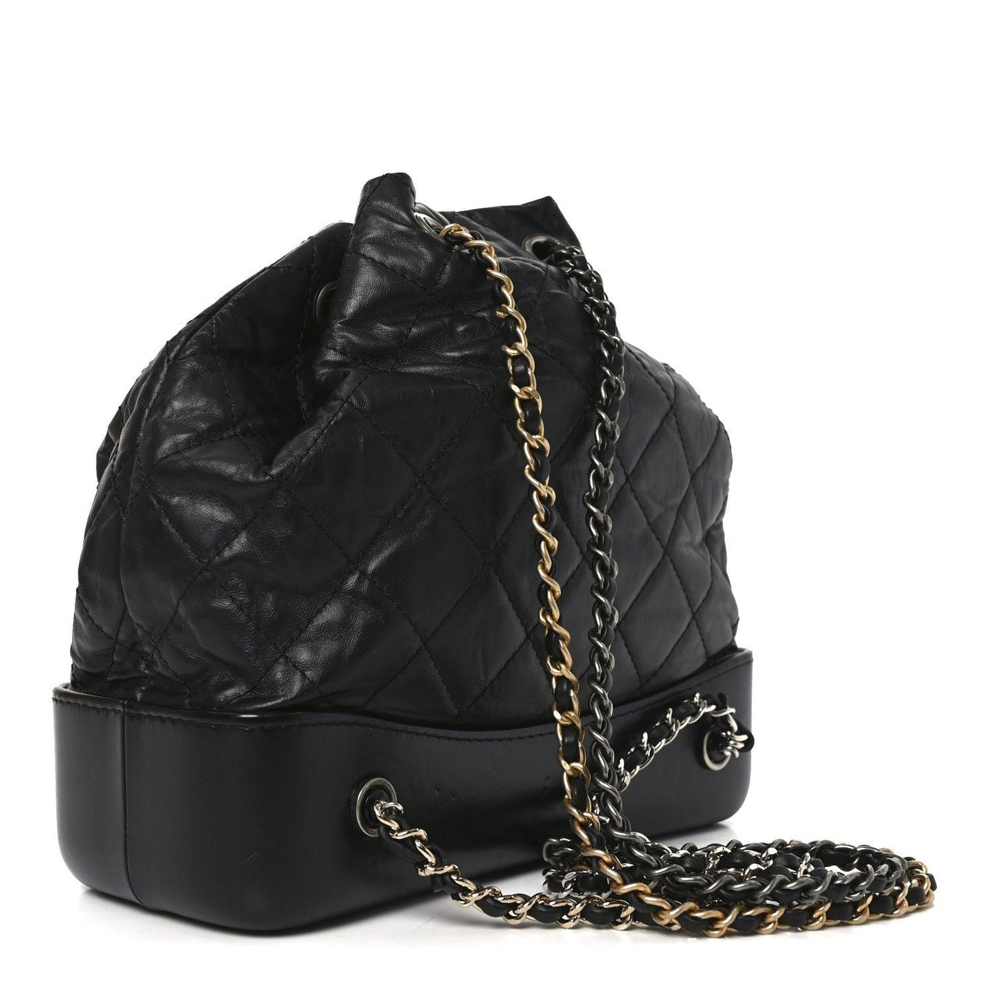 Aged Calfskin Quilted Small Gabrielle Backpack Black