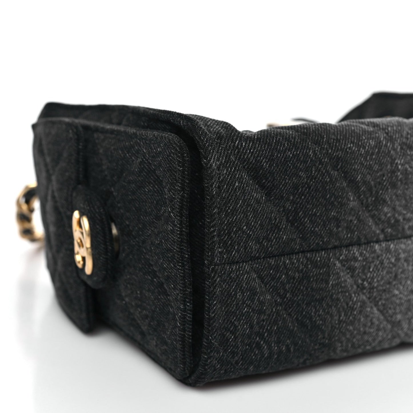 Washed Denim Quilted Mini Chanel 25 Handbag Black