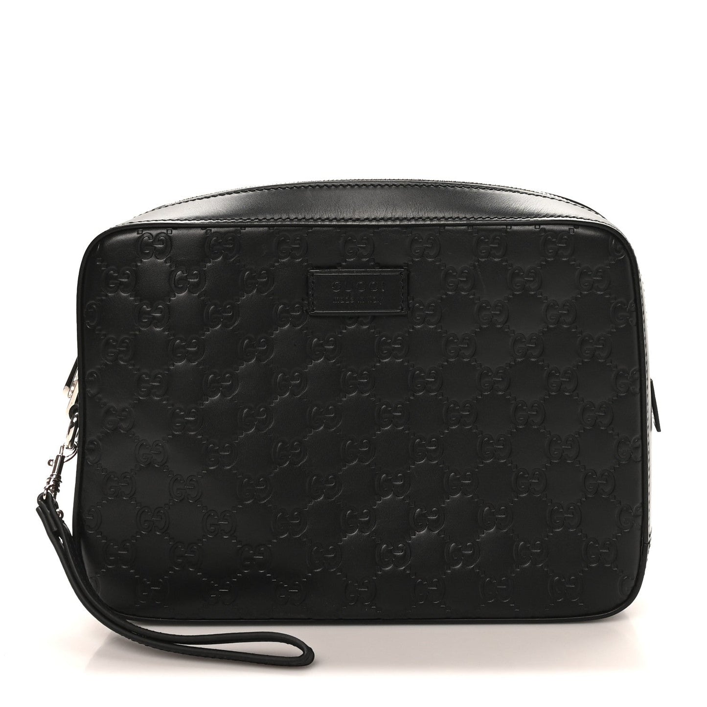 Guccissima Zip Pouch Wristlet Black