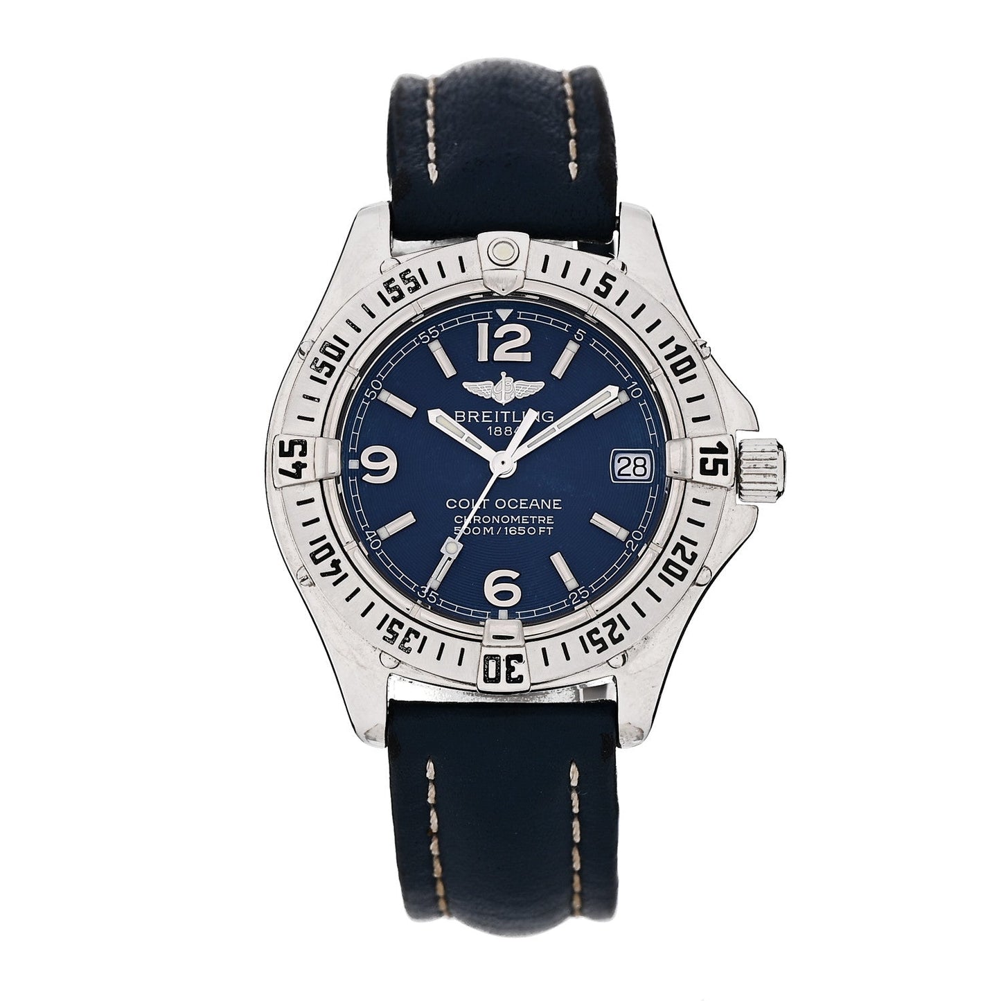 Stainless Steel Calfskin 32mm Colt Oceane Quartz Watch Blue A77350