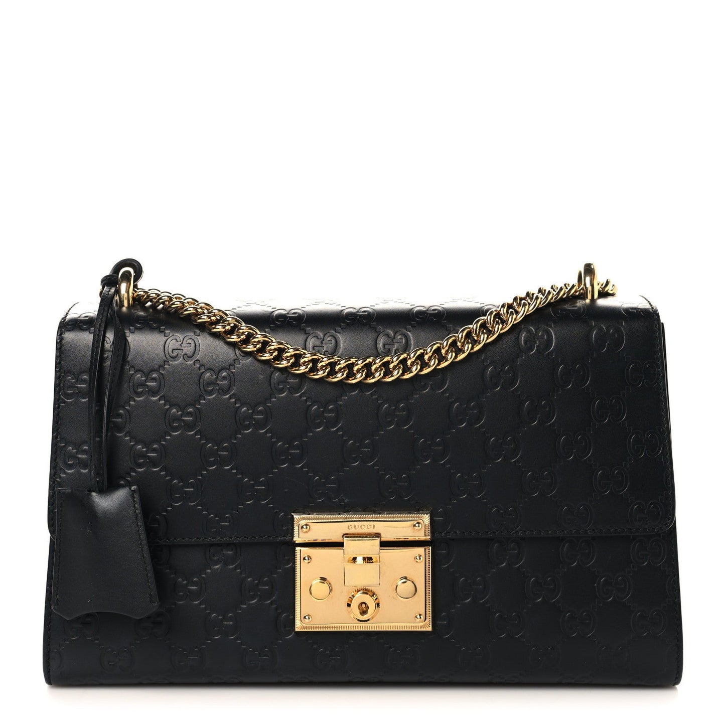 Guccissima Medium Padlock Shoulder Bag Black