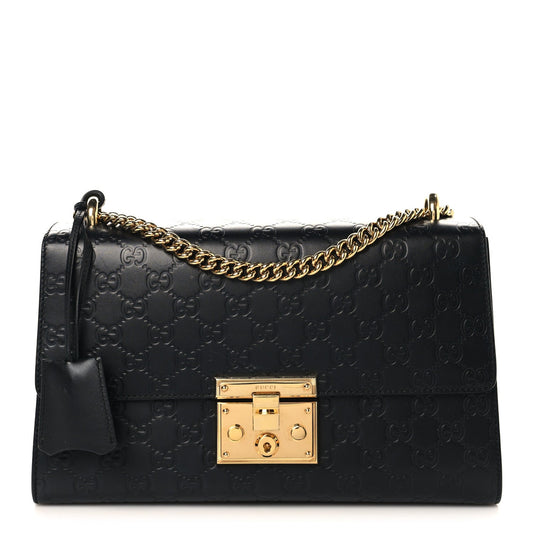 Guccissima Medium Padlock Shoulder Bag Black