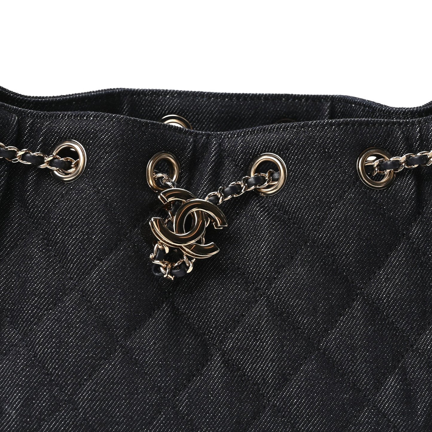 Denim Quilted Mini Chanel 25 Handbag Dark Blue