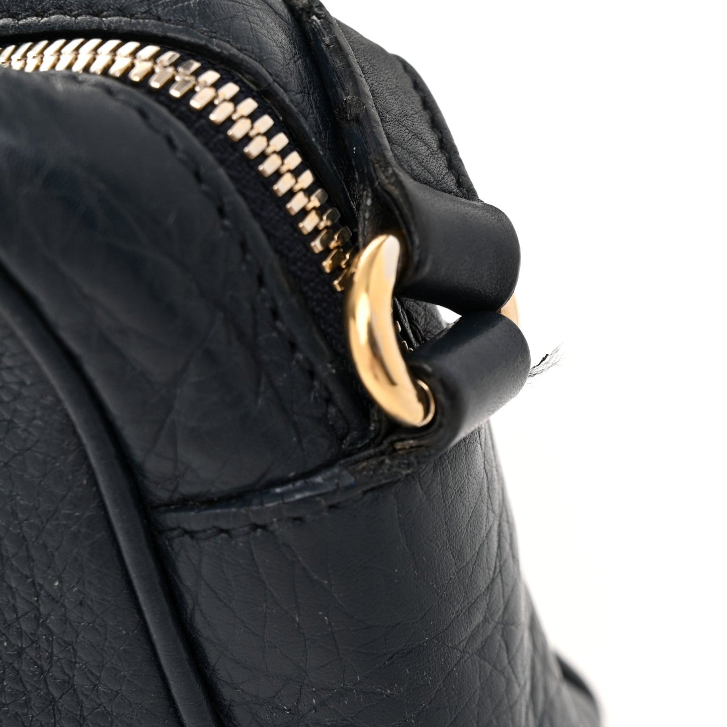 Pebbled Calfskin Small Soho Disco Bag Blue