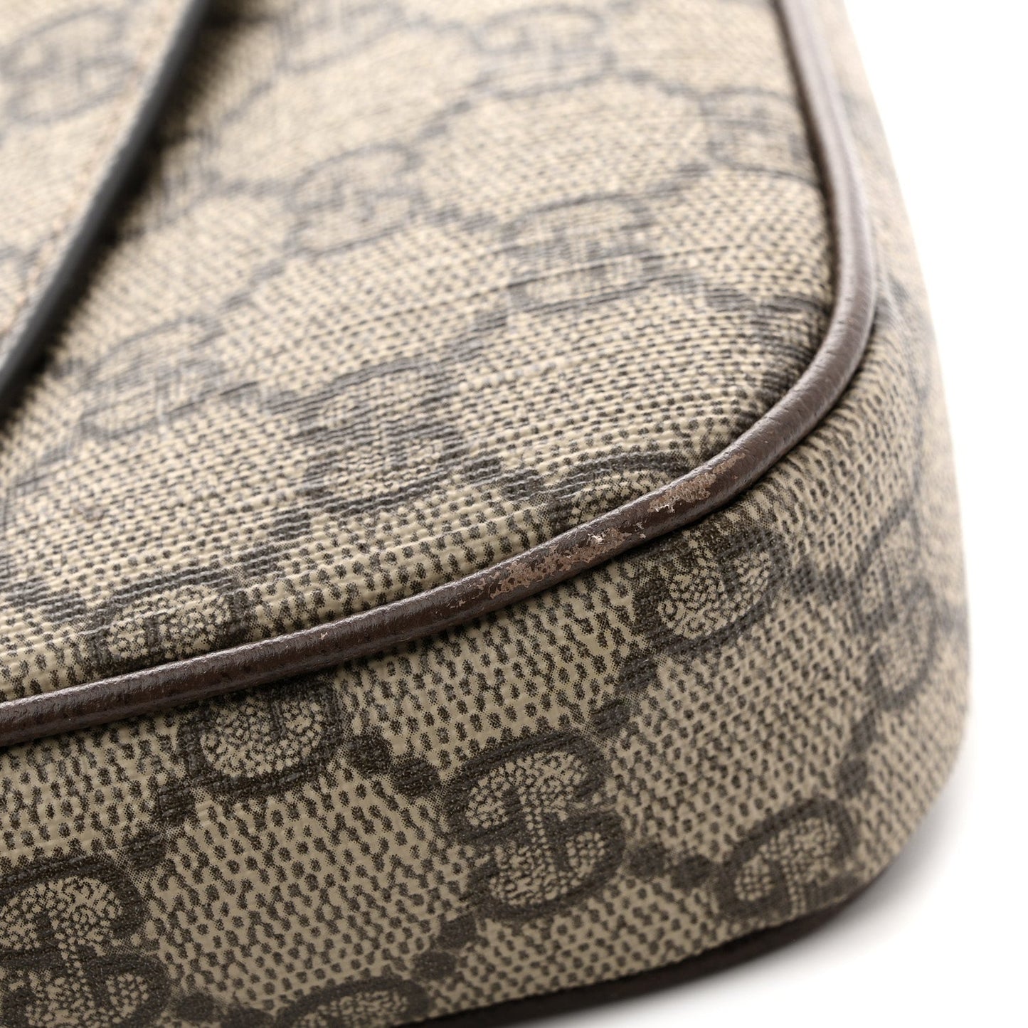 GG Supreme Monogram Textured Dollar Calfskin Web Mini Ophidia Envelope Shoulder Bag Beige Ebony